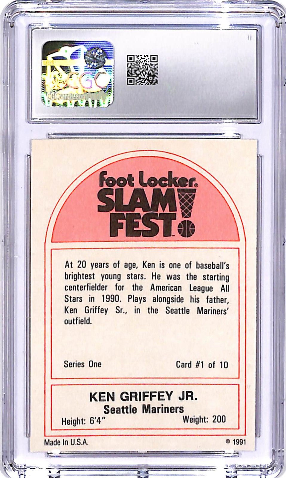 1991 Foot Locker Ken Griffey Jr Slam Fest #1 CGC 9.5 Mariners