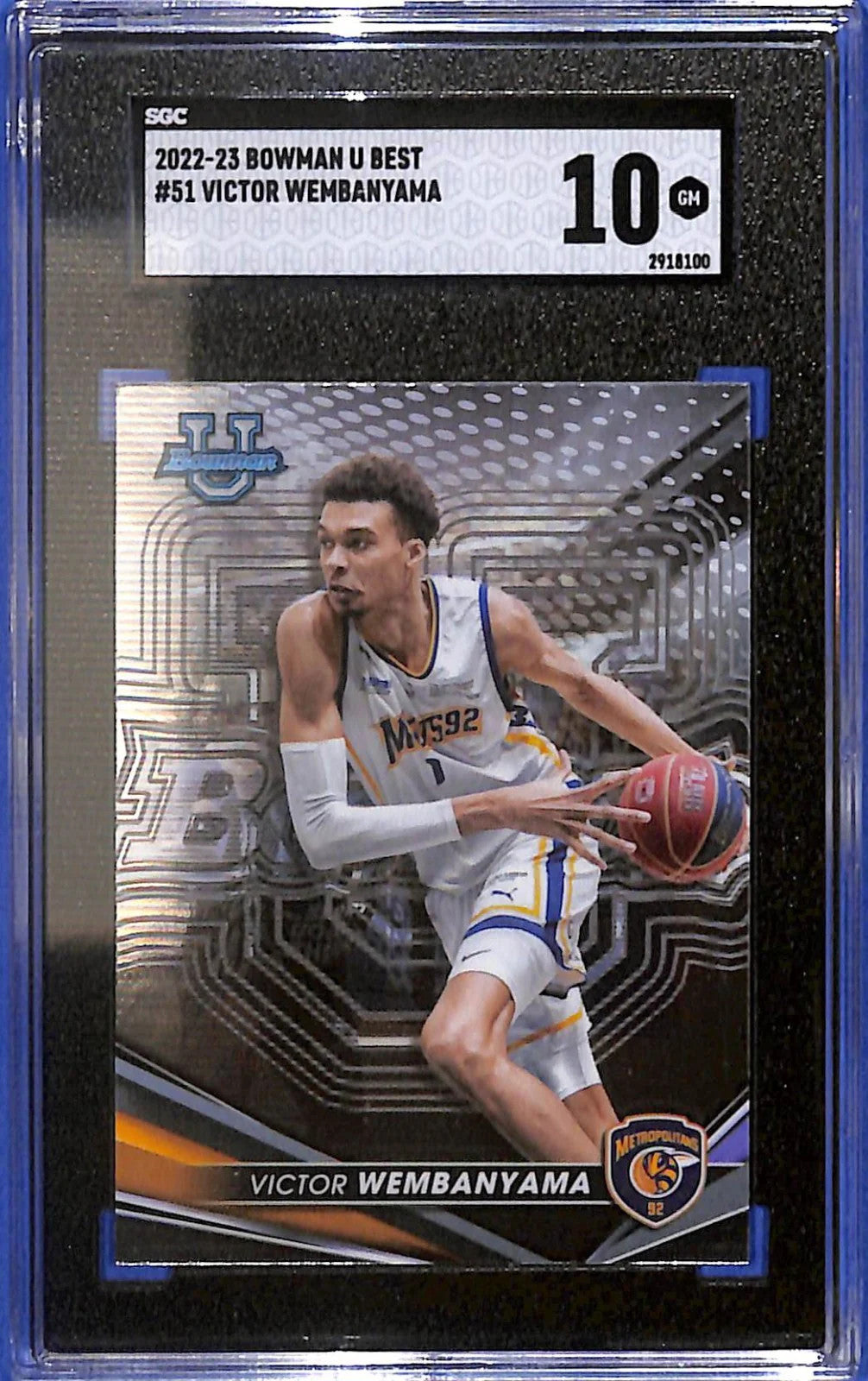 2022-23 Bowman University Best - Victor Wembanyama #51 (RC) SGC 10 GM