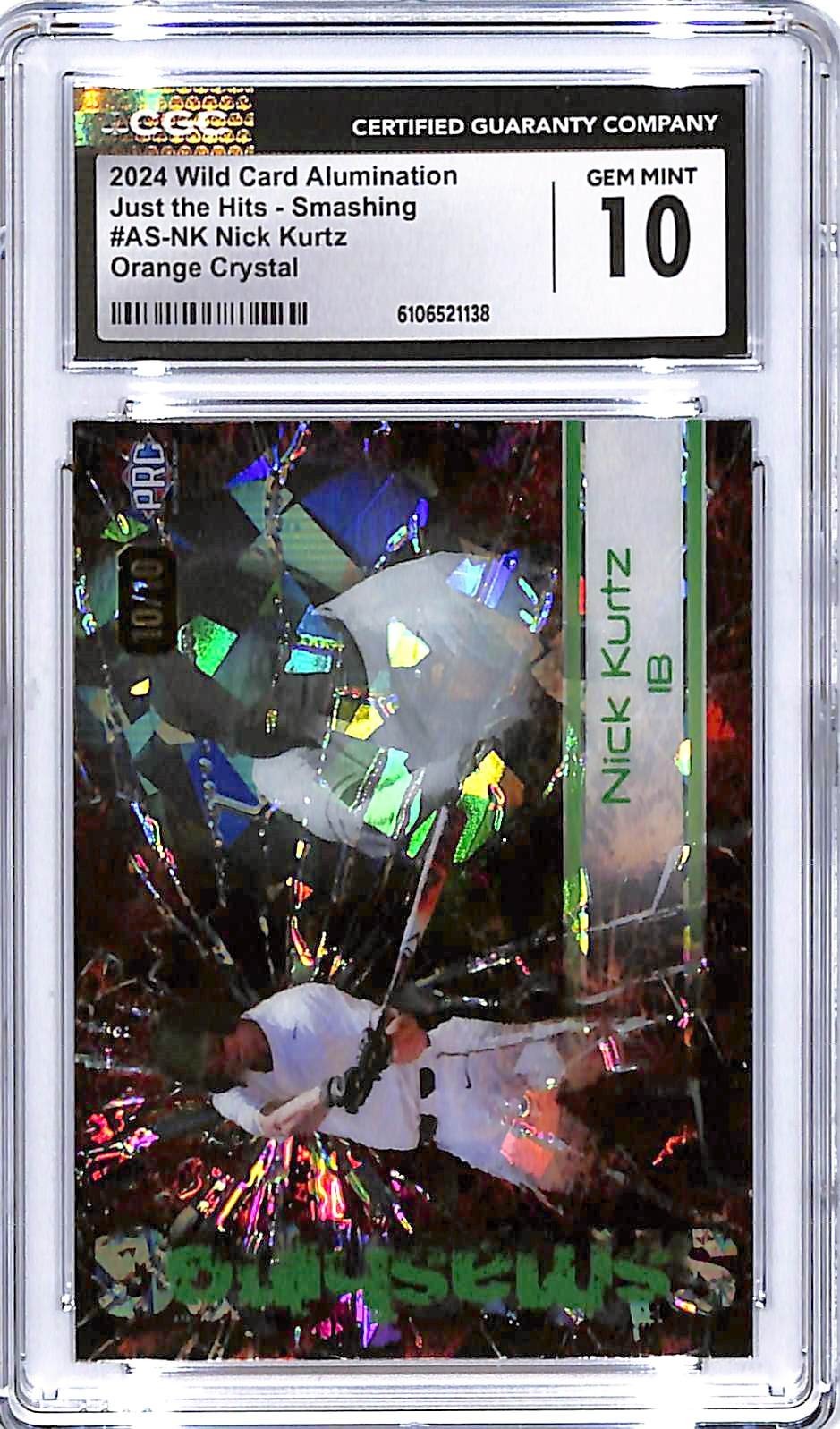 2024 Nick Kurtz Wild Card Alumination - AS-NK Orange Crystal #10/10 CGC Mint 10