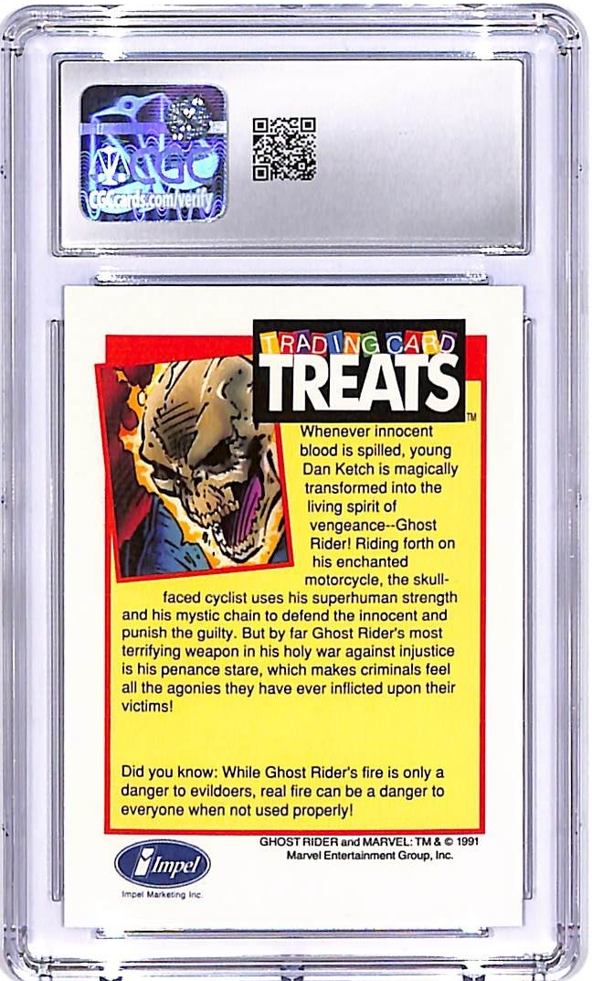 1991 Impel Safe Kids Campaign Trading Card Treats Ghost Rider CGC 9.5