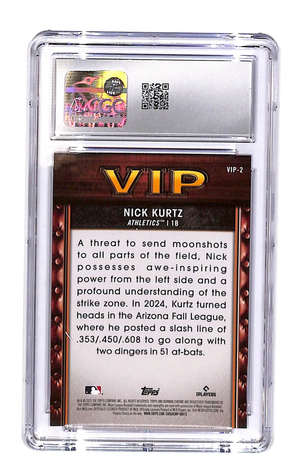 2025 Bowman Very Important Prospects Nick Kurtz #VIP-2 Orange #12