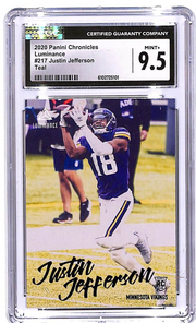 2020 Chronicles Justin Jefferson Luminance Rookie RC Teal #217 CGC 9.5 Vikings