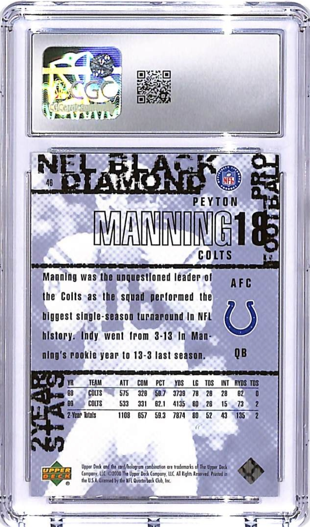 2000 Upper Deck Black Diamond Peyton Manning #46 CGC 9.5 Colts