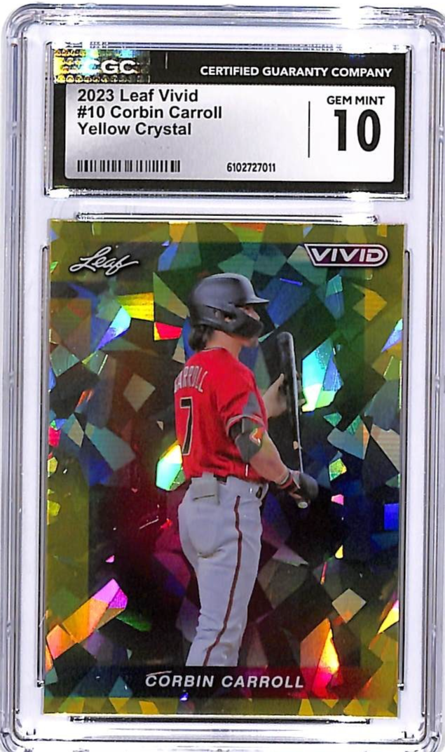 2023 Leaf Vivid Corbin Carroll Yellow Crystal /10 Rookie RC CGC 10 Diamondbacks