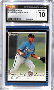 2002 Bowman Miguel Cabrera Rookie RC #245 CGC 10 Marlins