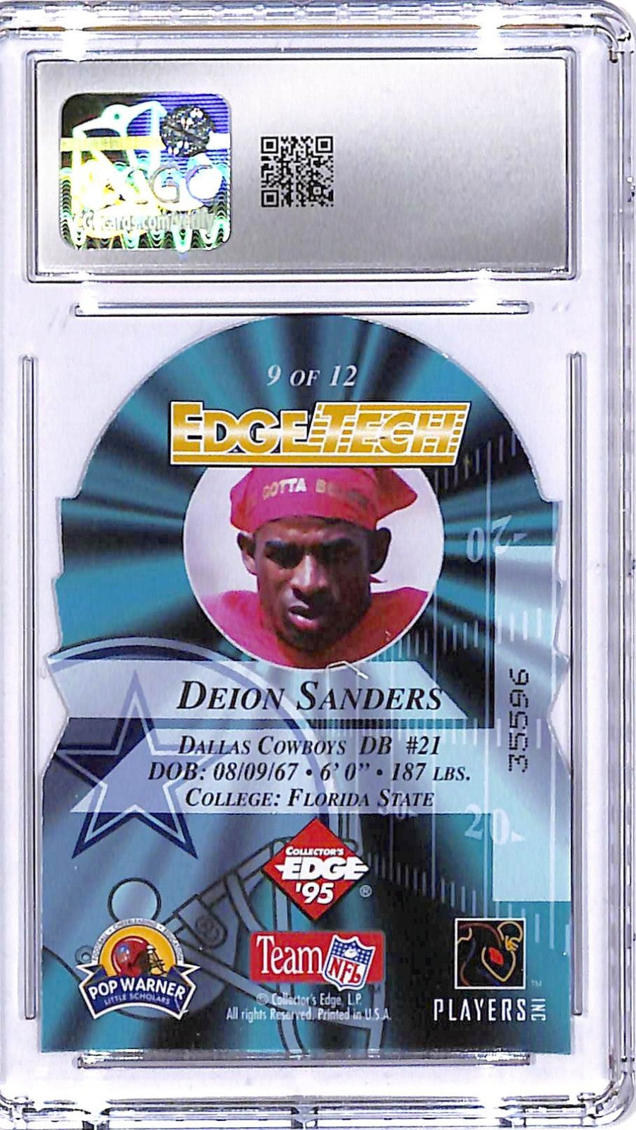1995 Collectors Edge Instant Replay Deion Sanders EdgeTech Die Cuts CGC 9.5
