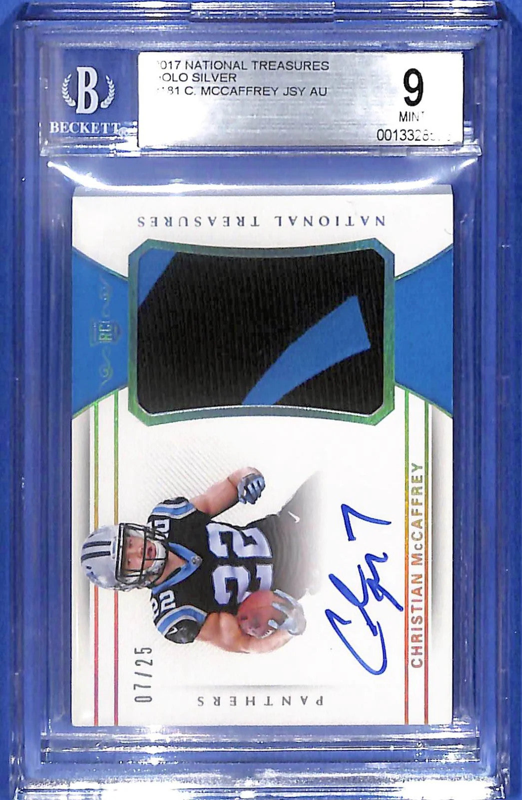 2017 Panini National Treasures Christian McCaffrey #181 R.P.A. #7/25 BCCG 9