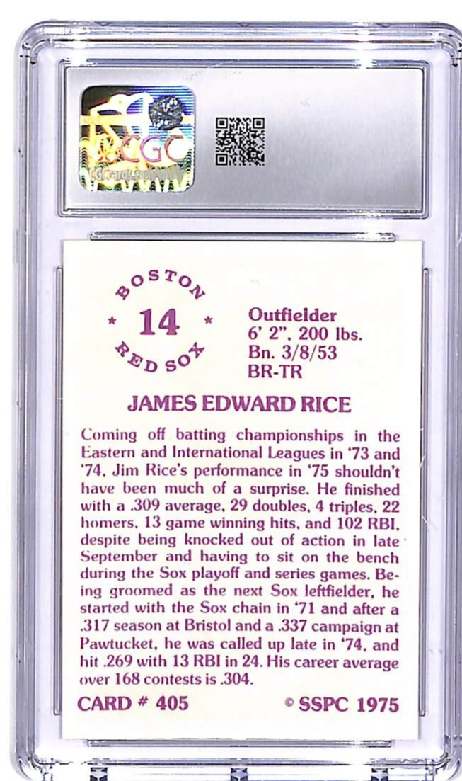 1976 SSPC Jim Rice #405 Rookie RC CGC 9.5 Red Sox