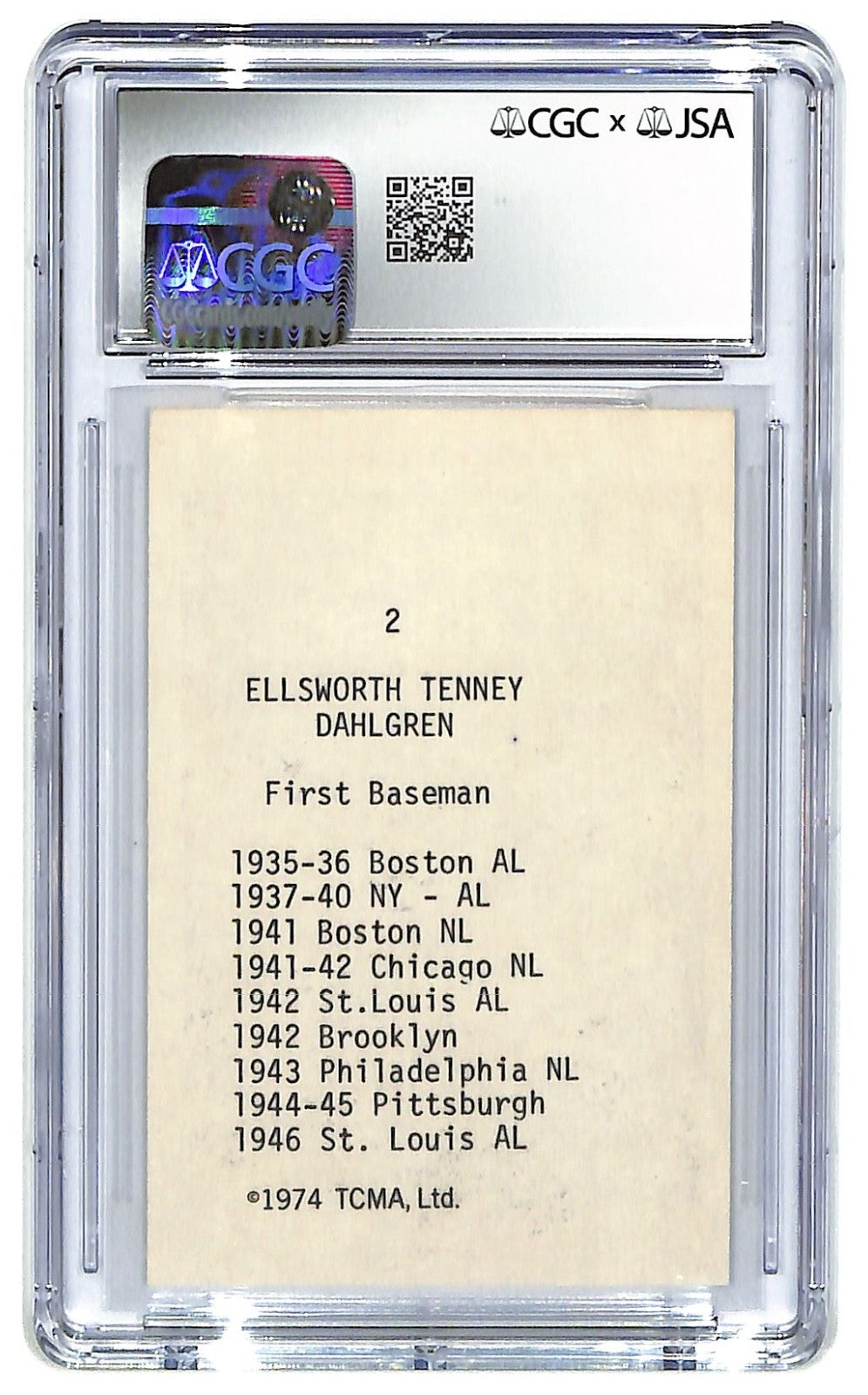 1974 TCMA Babe Dahlgren "Nicknames" - #2 Autograph CGC 7.5 - JSA Authentic Auto