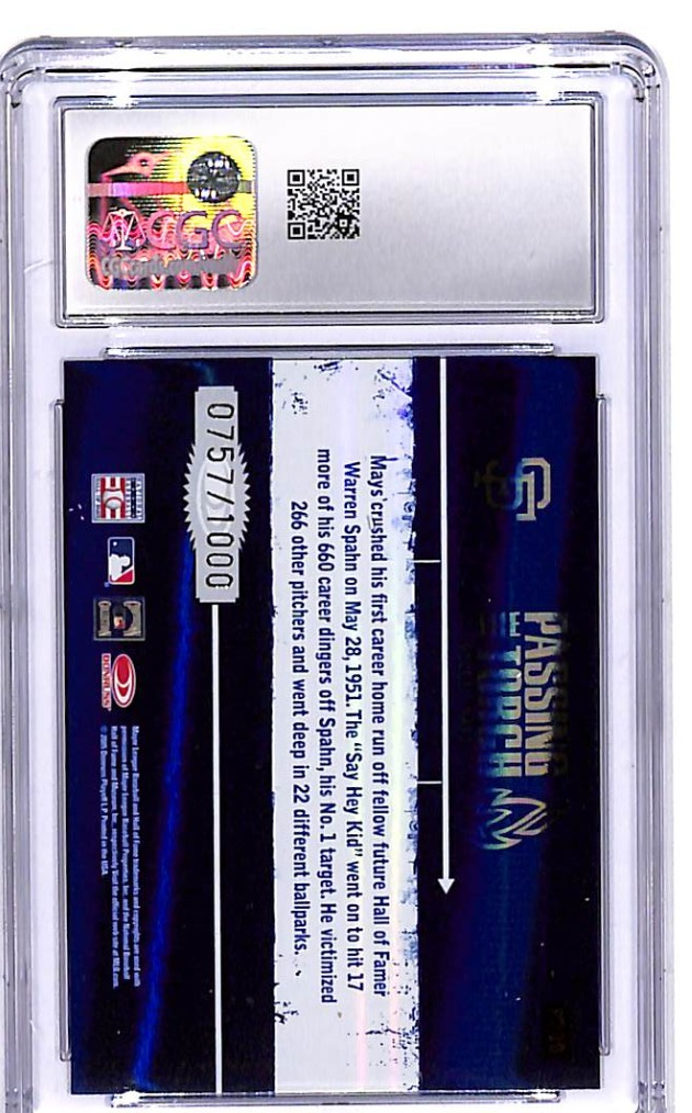 2005 Donruss Elite Willie Mays Passing The Torch /1000 #30 CGC 9.5 Giants