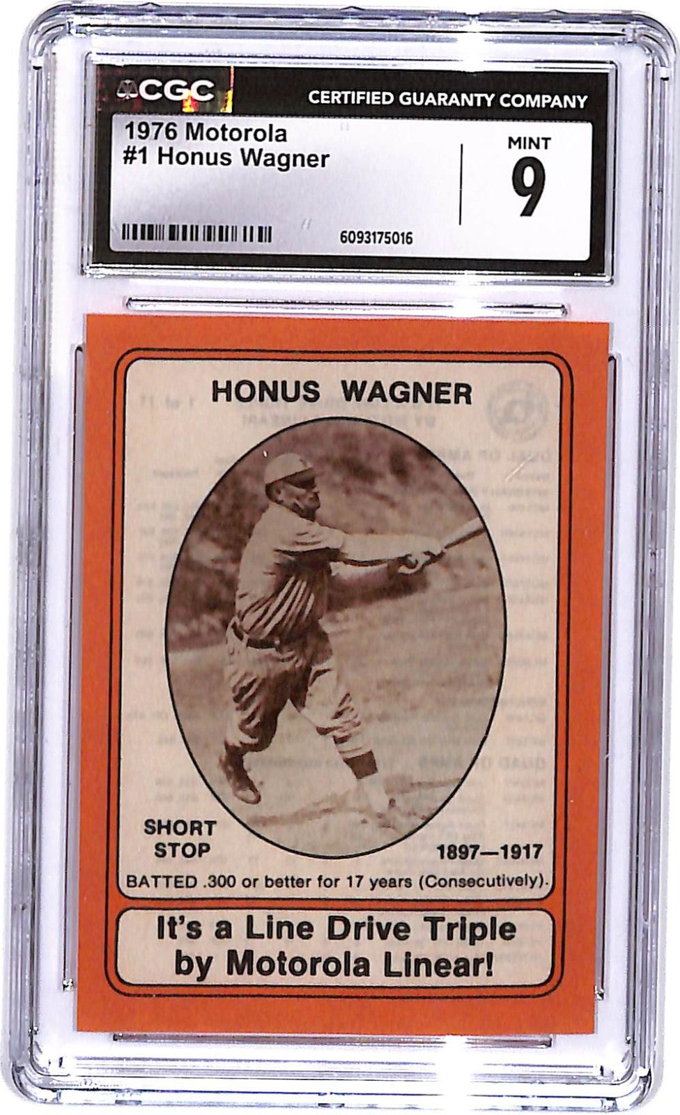 1976 Motorola Linear Honus Wagner card #1 MLB baseball CGC 9