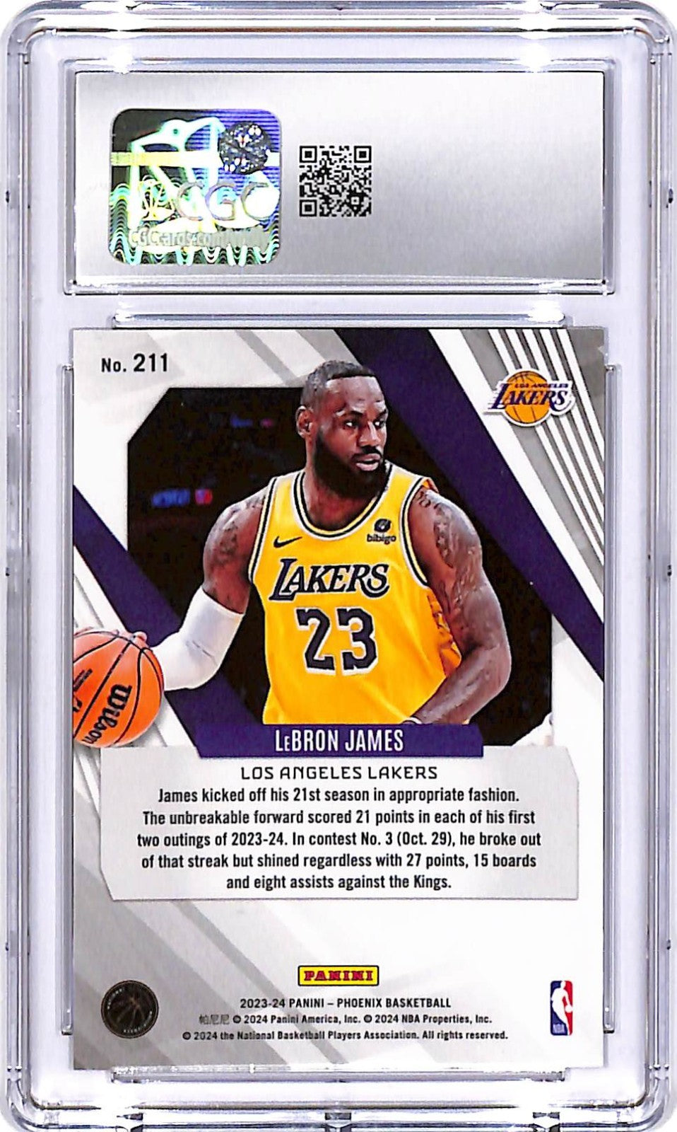 2023-24 Phoenix LeBron James Silver #211 CGC 10 Lakers