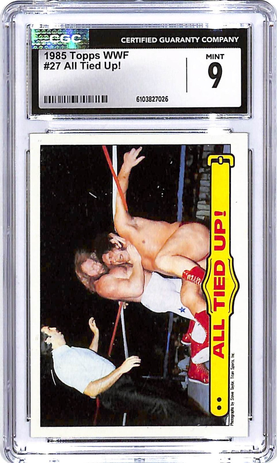 1985 Topps WF All Tied Up! #27 Big John Stud Andre The Giant Rookie RC CGC 9