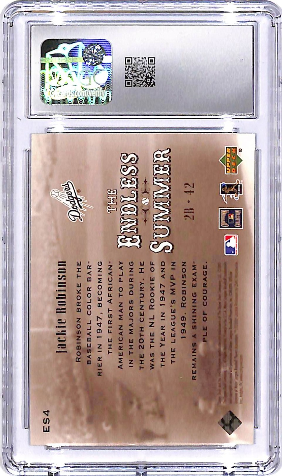 2001 Upper Deck Hall of Famers Jackie Robinson Endless Summer ES4 CGC 9.5 Dodger
