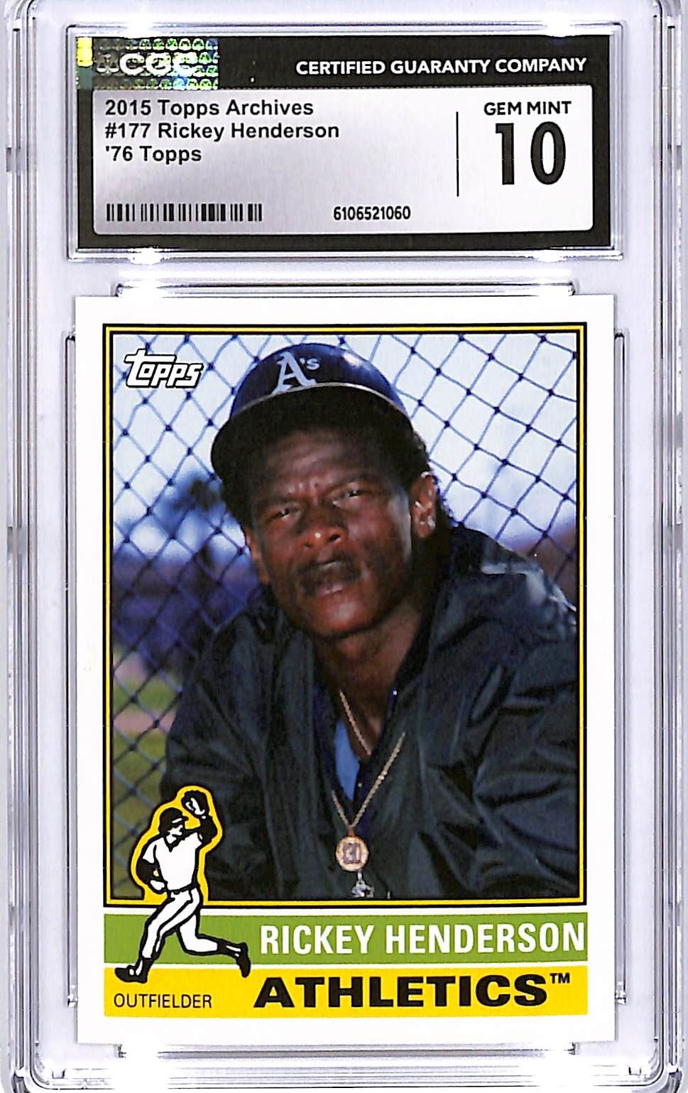 2015 Topps Archives Rickey Henderson #177 CGC 10 Athletics