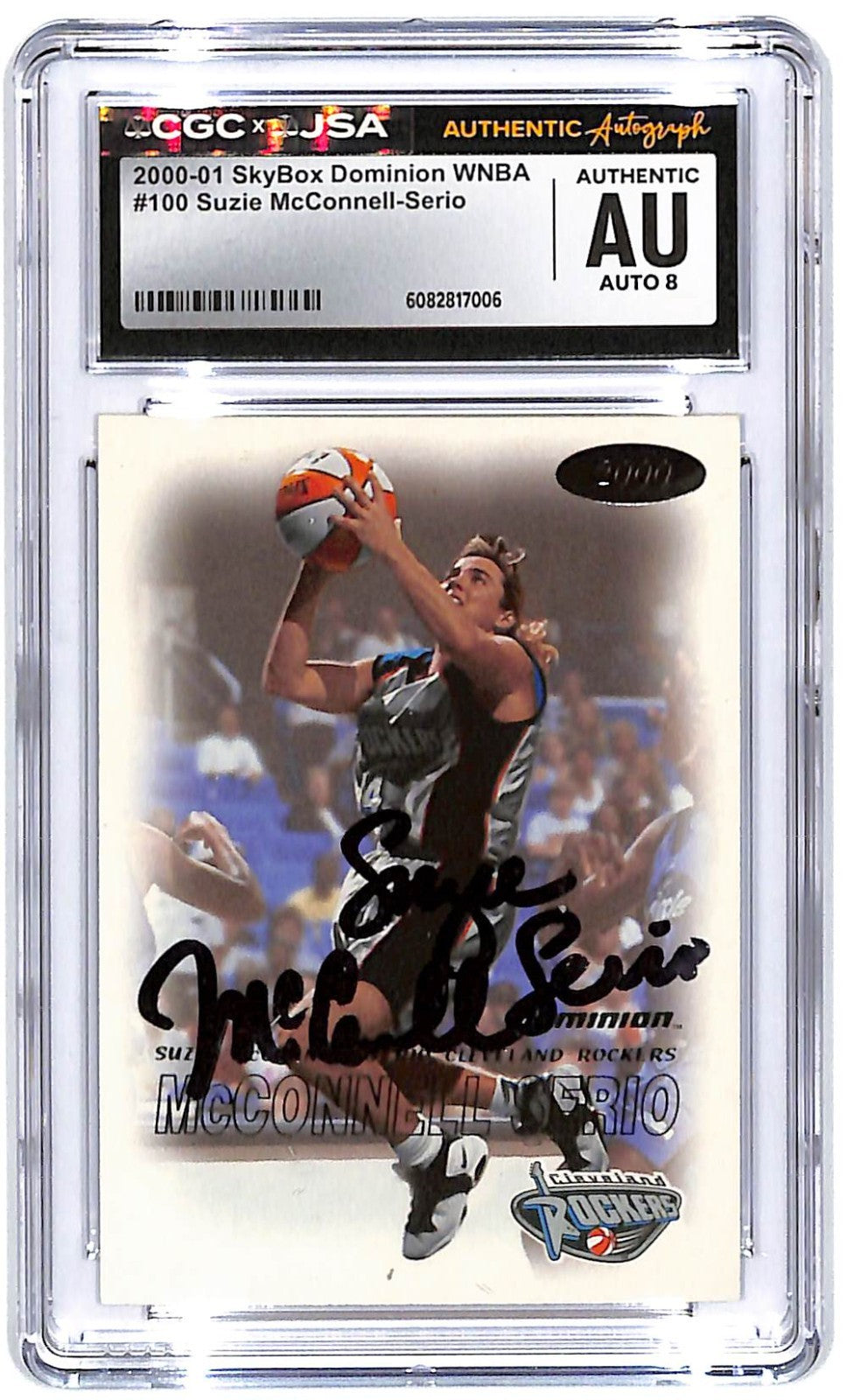 2001 Suzie McConnell-Serio Skybox Dominion AUTO #100 CGC - JSA Authentic Auto 8