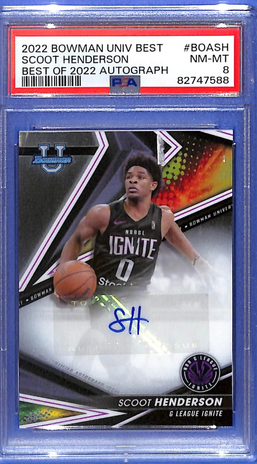 2022-23 Scoot Henderson Bowman U Best - Best of 2022 Autograph #BOASH PSA 8