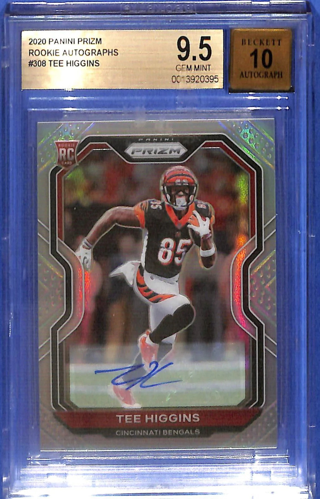 2020 Prizm Tee Higgins Auto Autograph Rookie RC Silver BGS 9.5 #308 Bengals