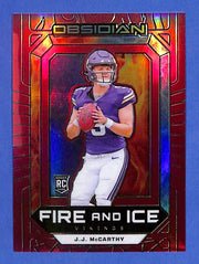 2024 Panini Obsidian Fire and Ice J.J. McCarthy #9 Red #73/75 (RC) Vikings