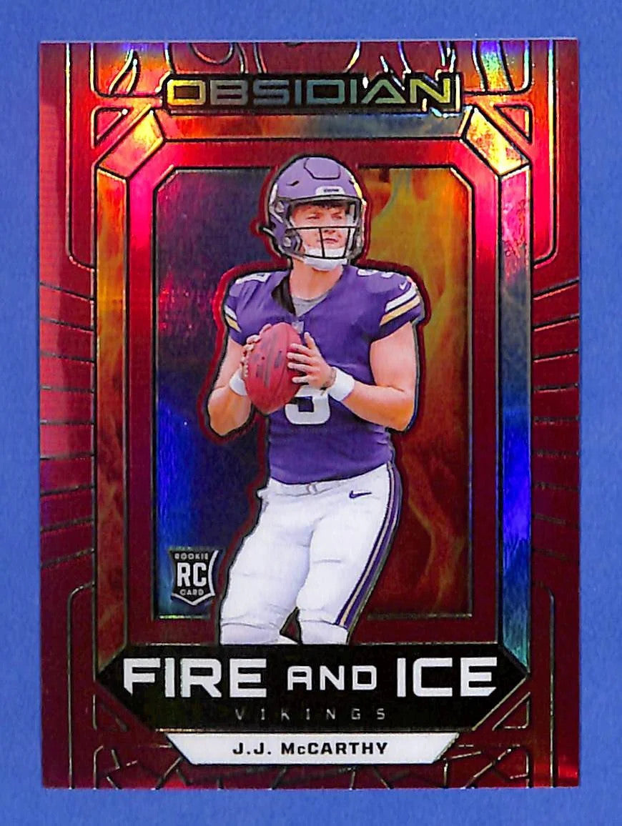 2024 Panini Obsidian Fire and Ice J.J. McCarthy #9 Red #73/75 (RC) Vikings