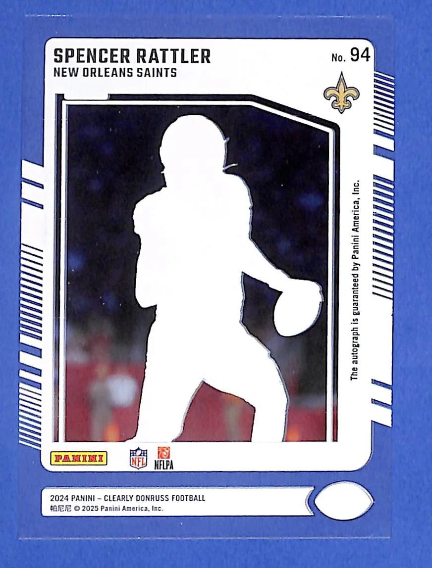 2024 Panini Clearly Donruss Rated Rookie Spencer Rattler #94 Autographs (AU RC)