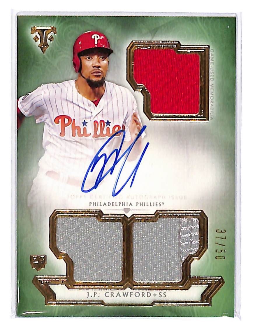 2018 JP Crawford Topps Triple ThreadsRelic Auto Emerald - RFPAR-JC #37/50
