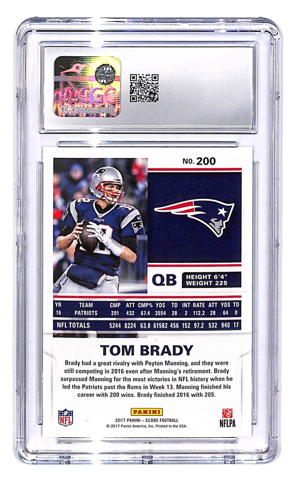 2017 Score - Tom Brady #200 CGC 10