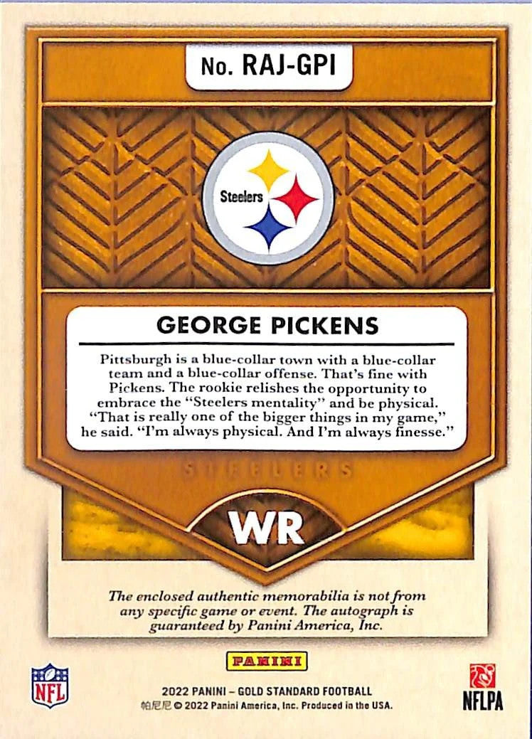 2022 Panini Gold Standard - Rookie Jersey Autographs Jumbo George Pickens /149