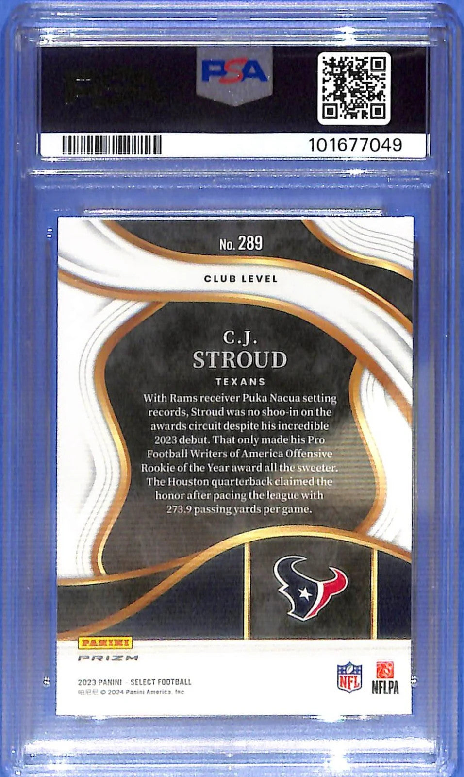 2023 Select CJ Stroud Rookie RC Silver PSA 10 #289 Houston Texans