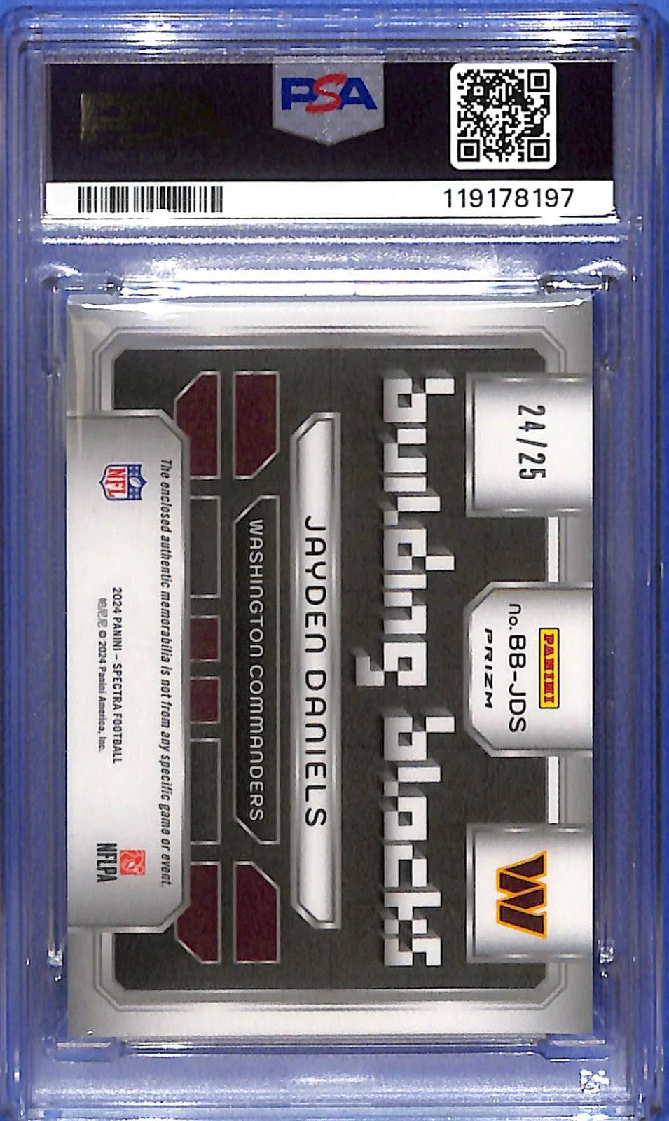 2024 Jayden Daniels Panini Spectra Building Blocks Prizm BB-JDS #24/25 PSA 8