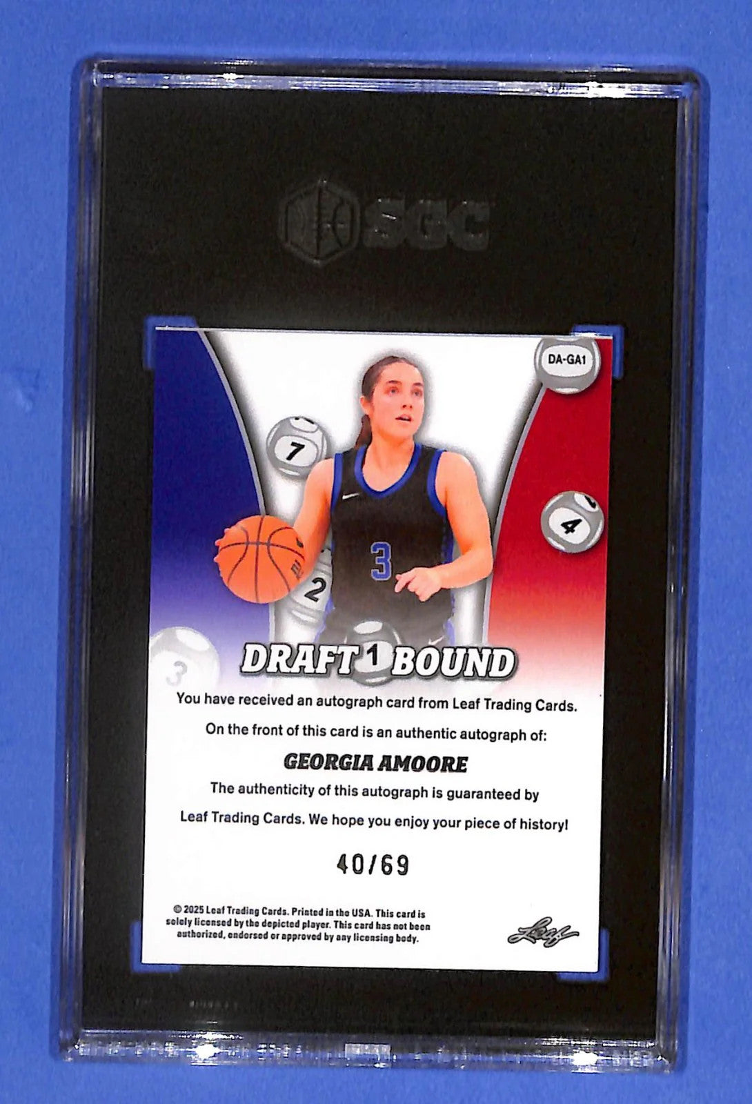 2025 Leaf Metal Georgia Amoore Rookie Auto Draft Bound #40/69 SGC 10/10 Auto