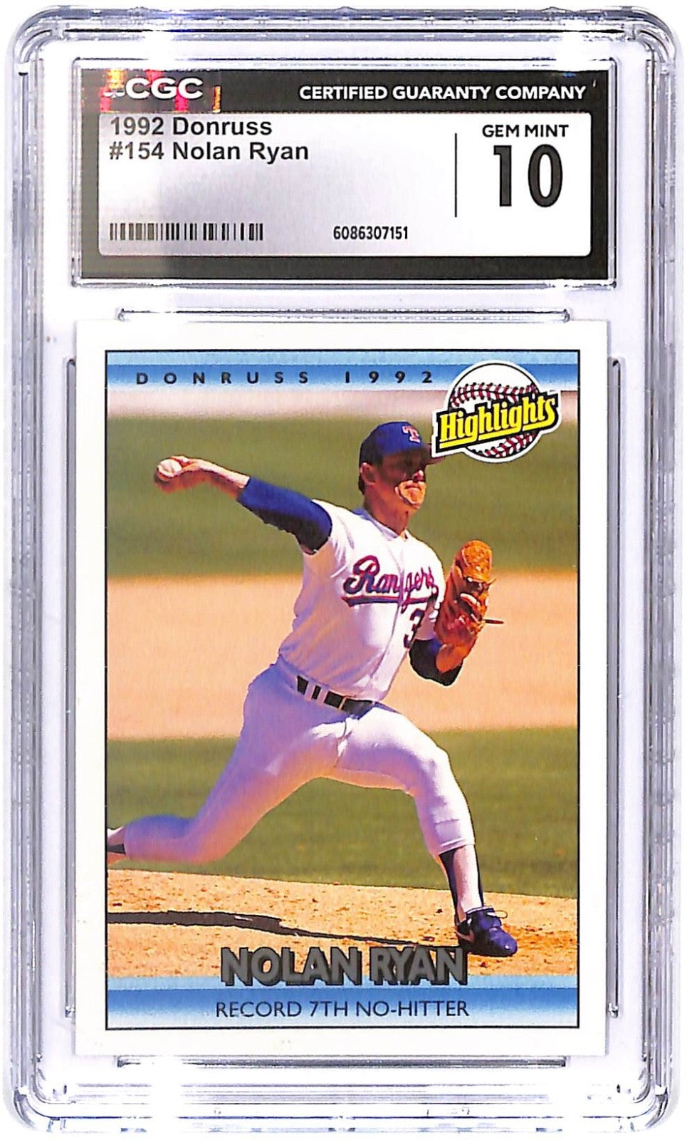 1992 Nolan Ryan Donruss #154 CGC Mint 10