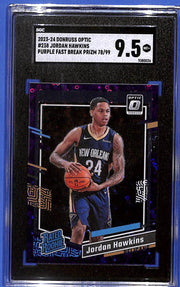2023/24 Donruss Optic Jordan Hawkins #238 Purple Fast Break Prizm #/99 SGC 9.5