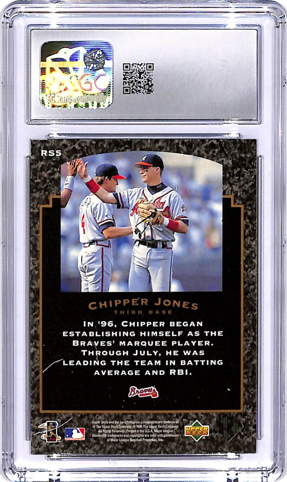 1997 Upper Deck Chipper Jones Rock Solid Foundation RS5 CGC 10 Braves