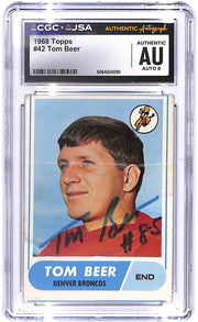 1968 Tom Beer Topps Auto #42 (RC) CGC - JSA Authentic Auto 8