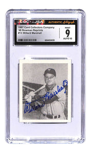 Signed 1987 CCC 1948 Bowman Reprints Willard Marshall #13 CGC 9/10 Autograph