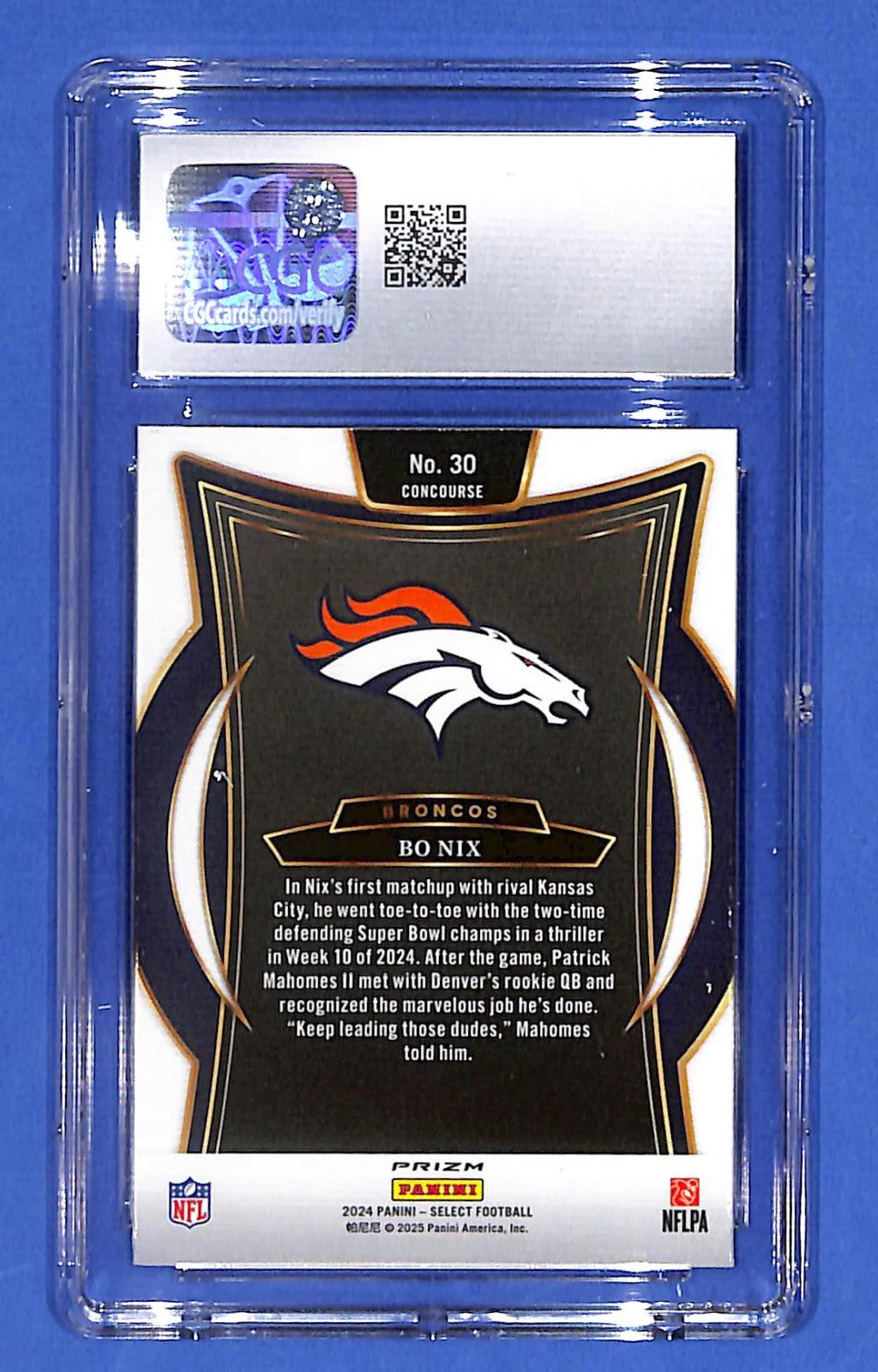 2024 Panini Select - Concourse Bo Nix #30 Silver Prizm (RC) CGC 10