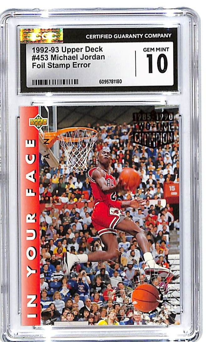 1992-93 Upper Deck Michael Jordan Foil Stamp Error #453 CGC 10 Bulls