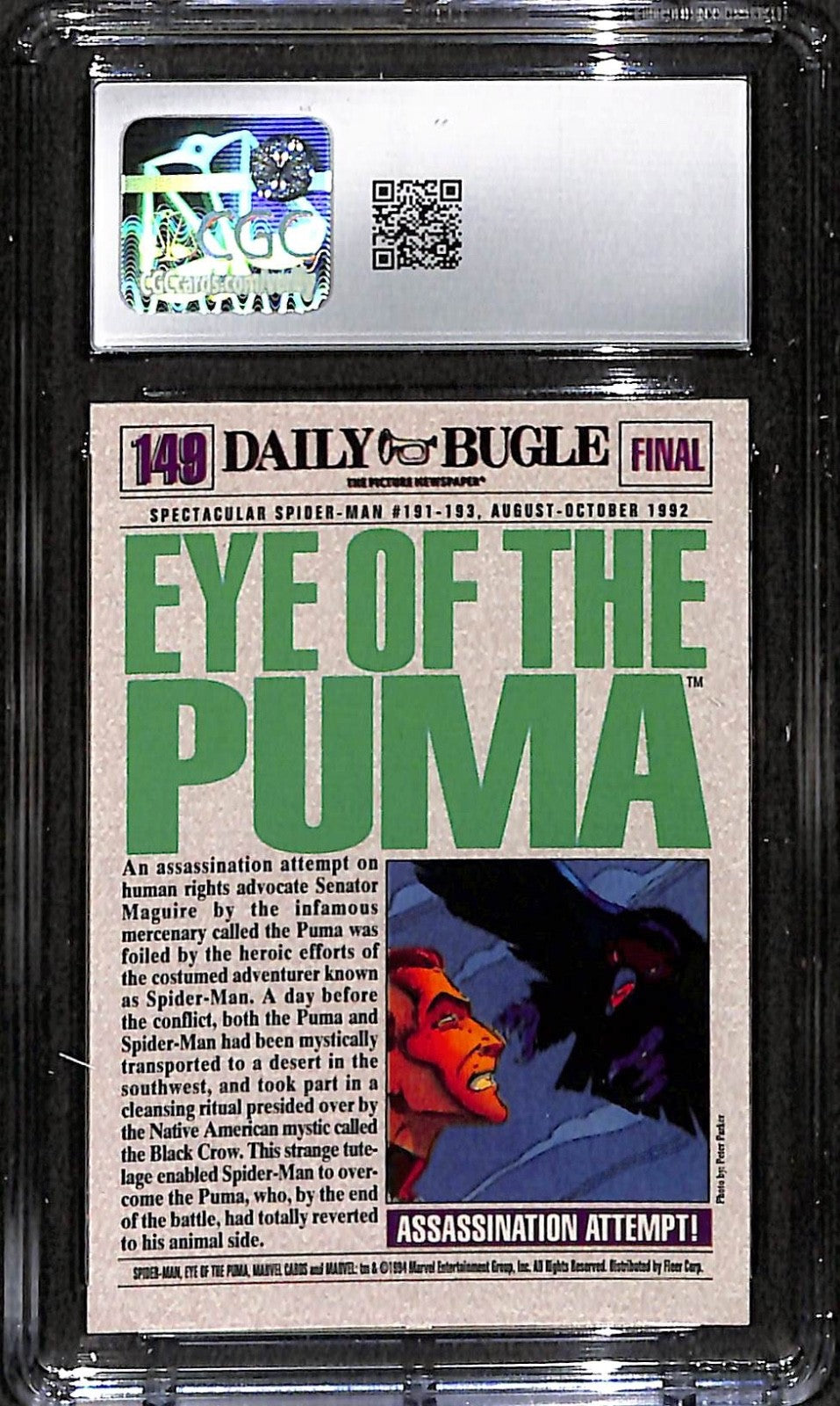 Eye of the Puma Amazing Spider-Man 1st Edition (1994) Fleer #149 CGC 10