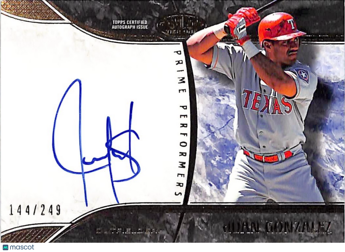 2016 Topps Tier One Prime Performers Juan Gonzalez Auto /249 #PP-JG Rangers