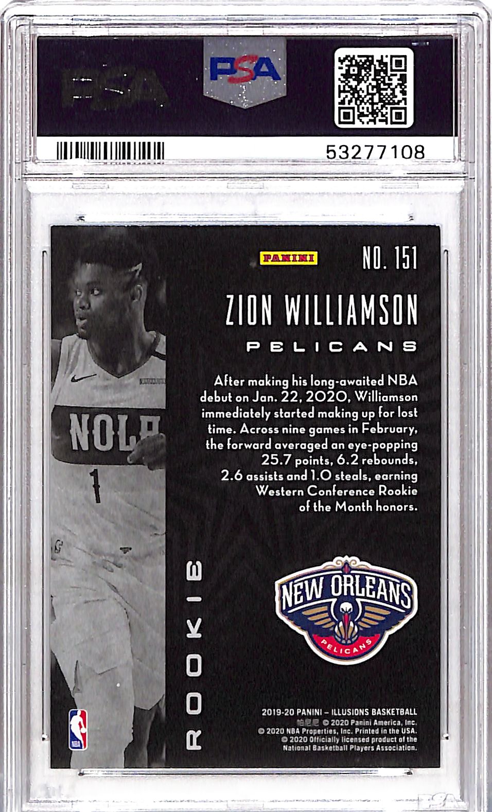 2019 Panini Illusions Zion Williamson #151 PSA 8