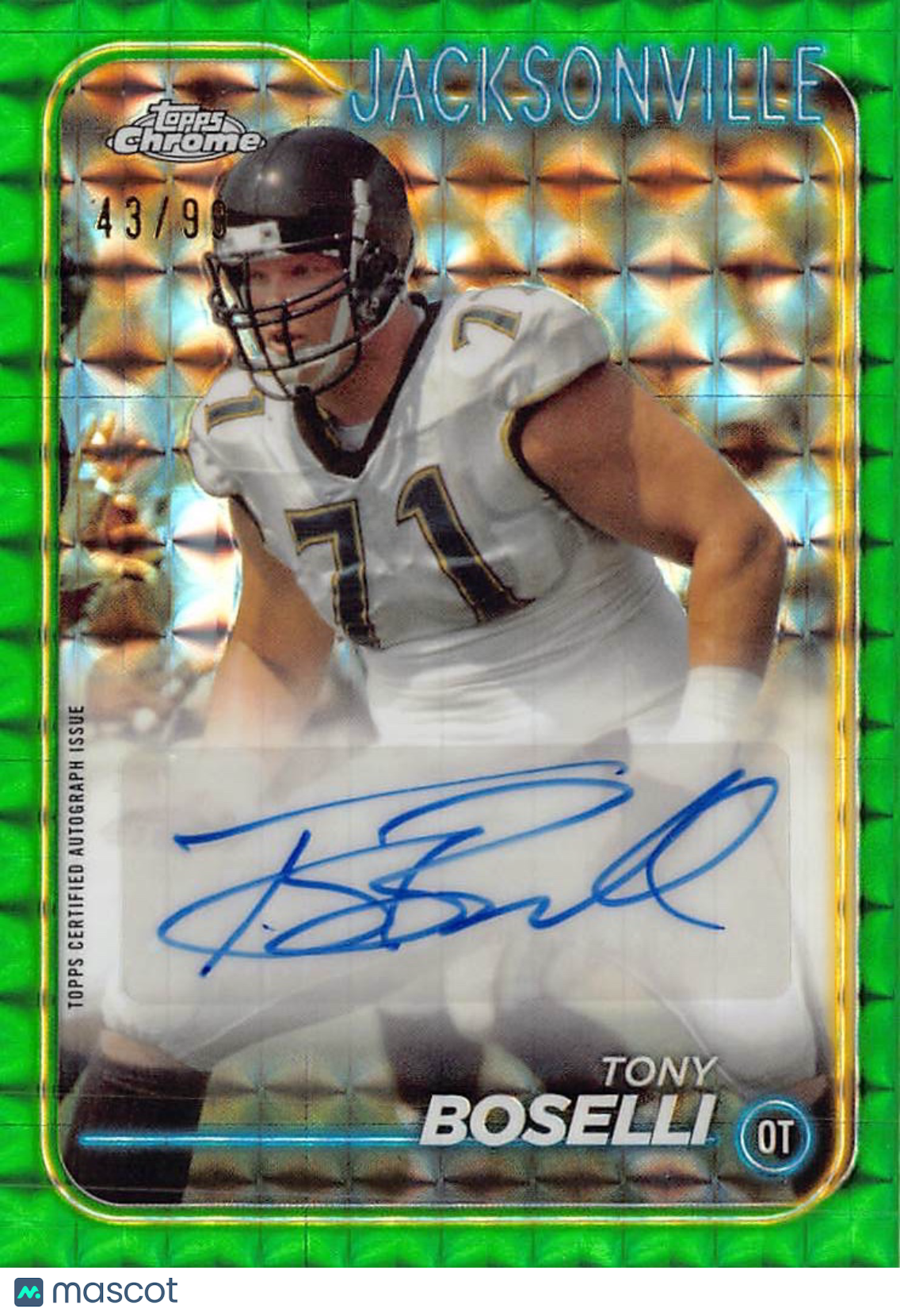2024 Topps Chrome Tony Boselli Green Geometric Auto Refractor /99 BA-TBO Jaguars