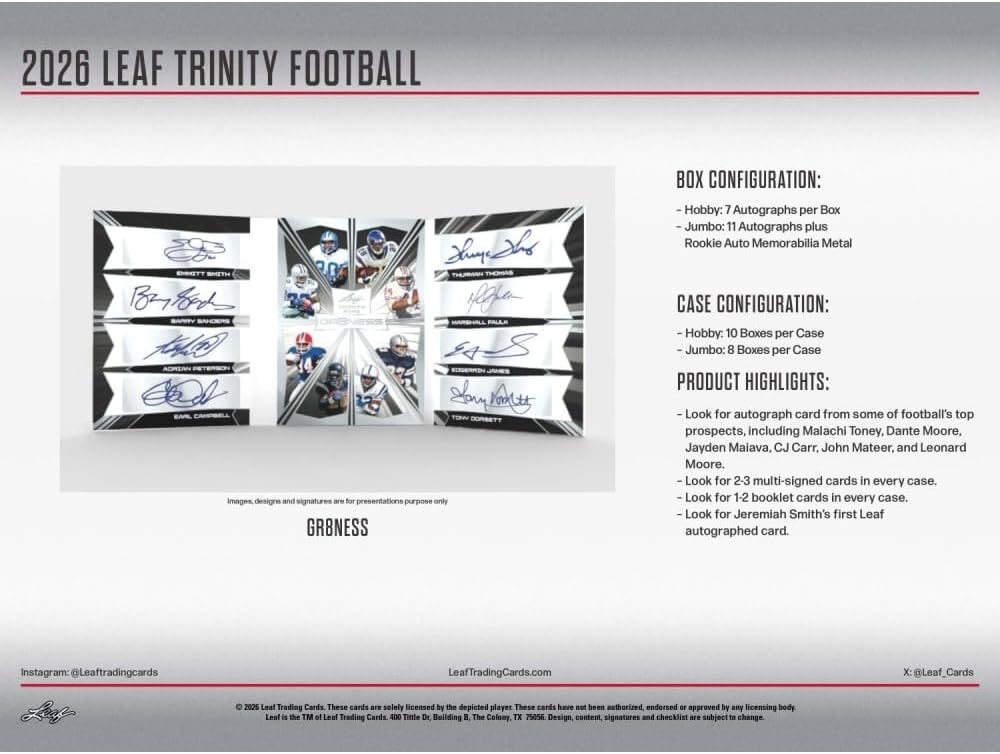 2026 Leaf Trinity Football Jumbo Box