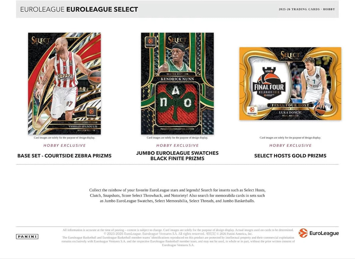 2025-26 Panini Select EuroLeague Basketball Hobby Box