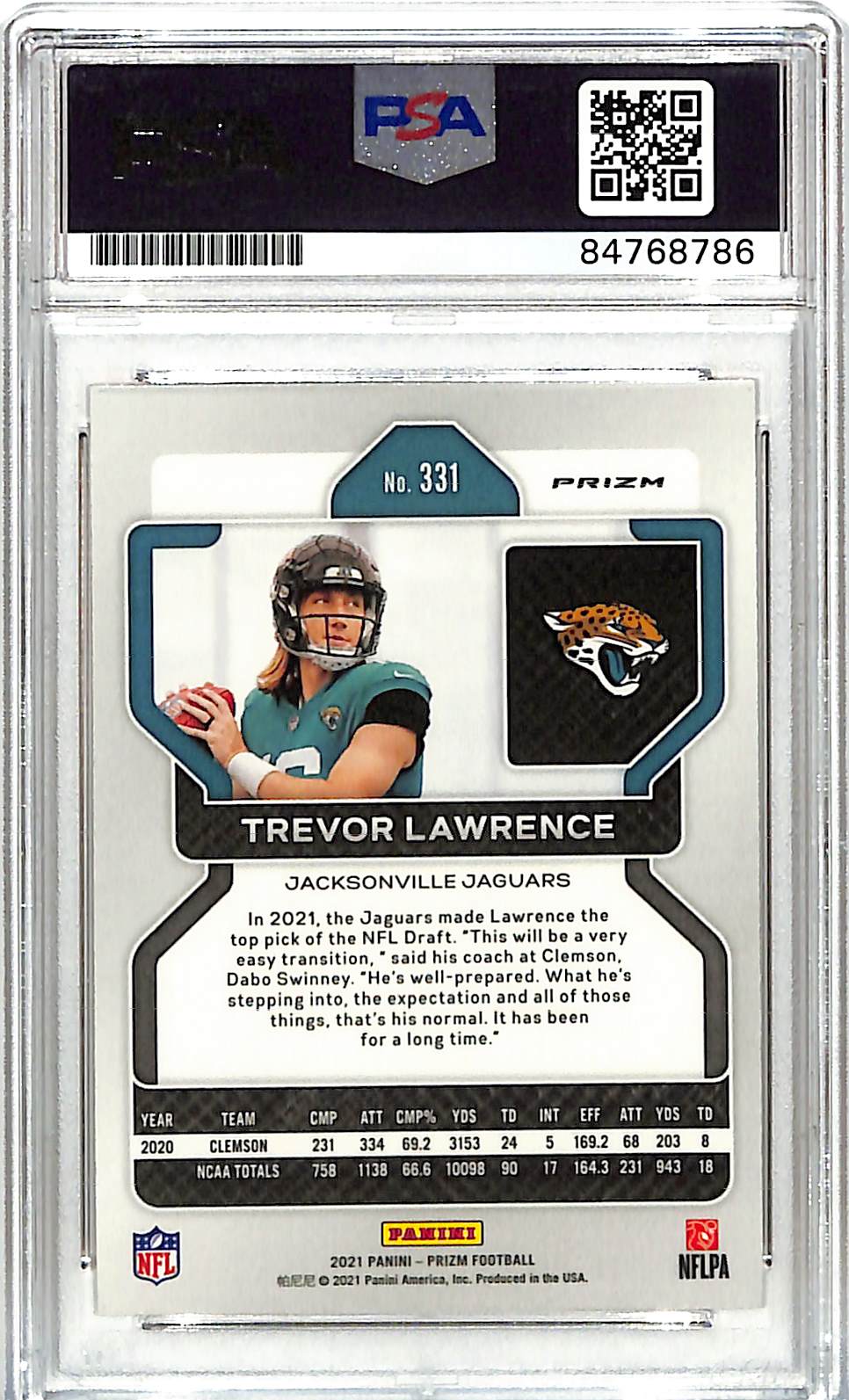 2021 Prizm Trevor Lawrence Rookie Disco Auto Autograph PSA DNA Authentic