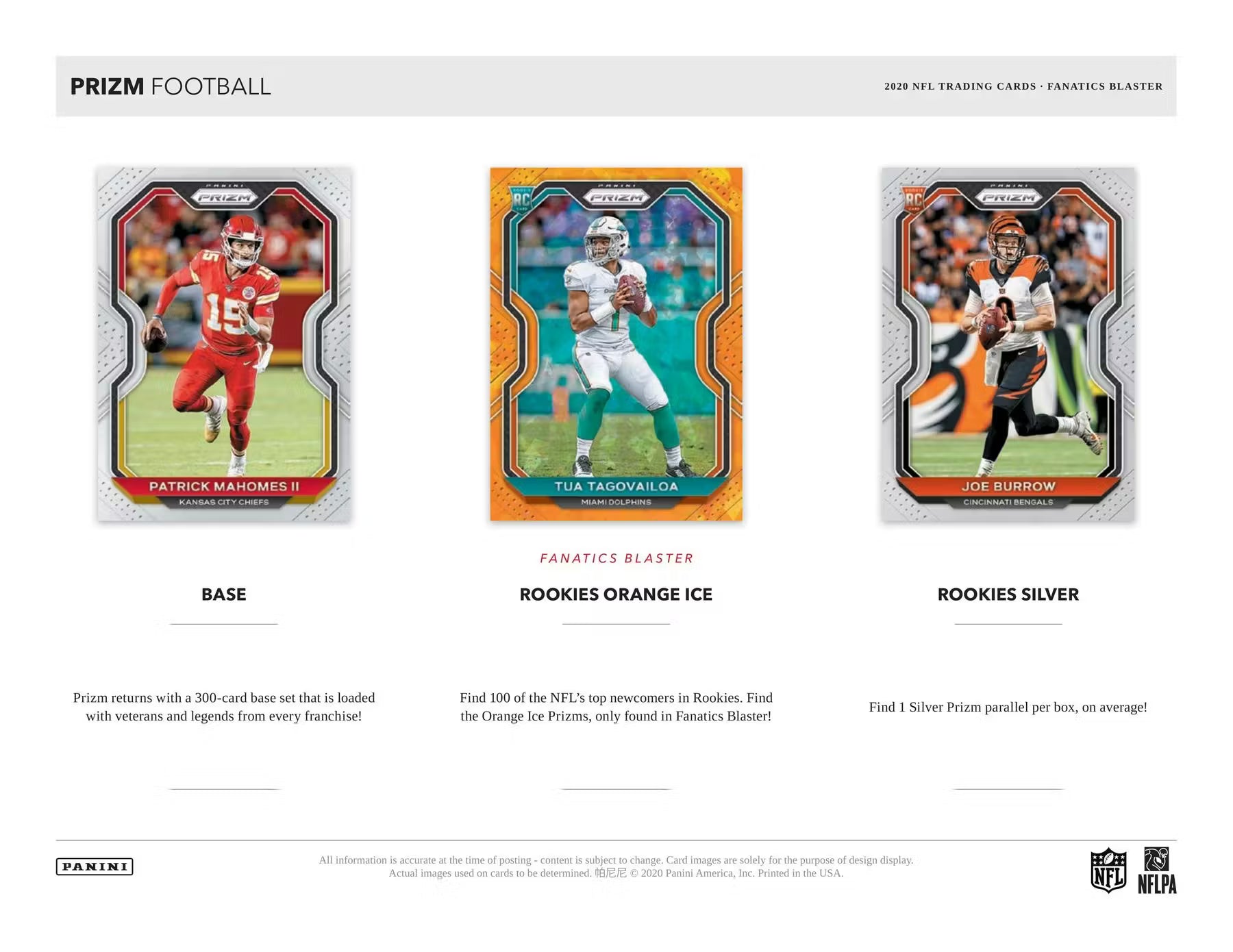 2020 Panini Prizm Football 6-Pack Blaster Box (Fanatics) (Orange Ice Prizms)
