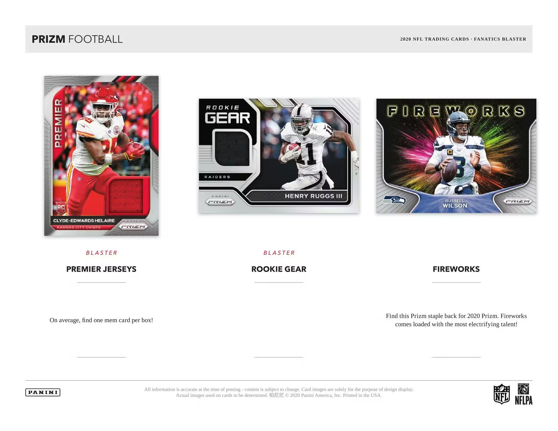2020 Panini Prizm Football 6-Pack Blaster Box (Fanatics) (Orange Ice Prizms)