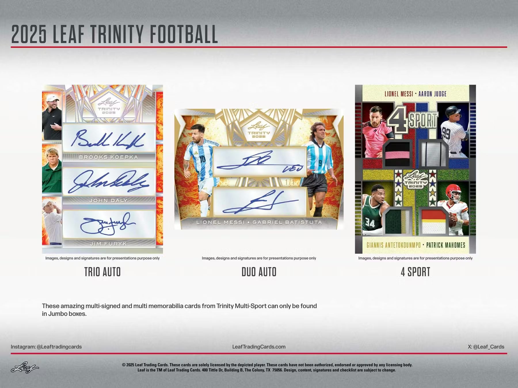 2025 Leaf Trinity Football Hobby Jumbo Box