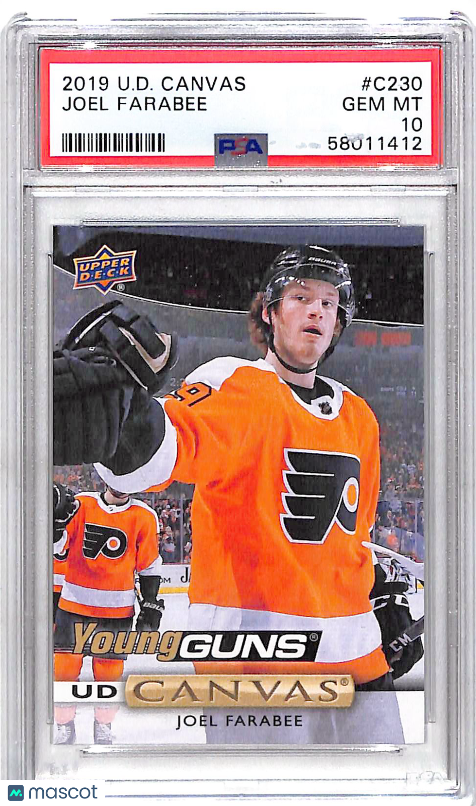 2019 Upper Deck Canvas Joel Farabee Rookie #C230 PSA 10 Philadelphia Flyers