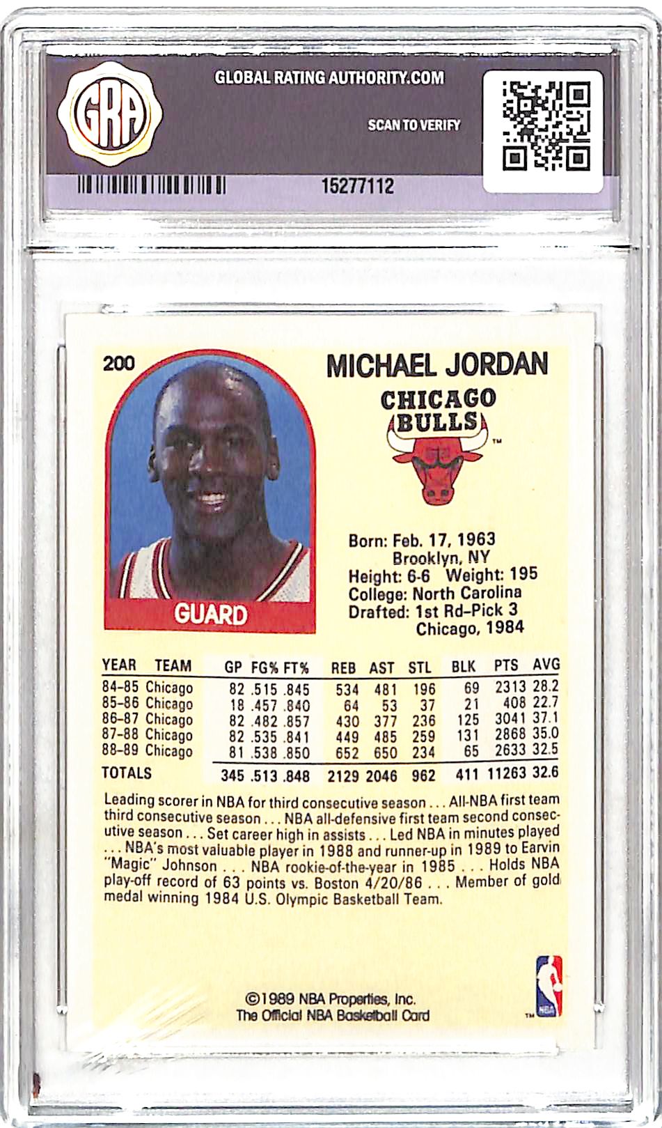 1989-90 NBA Hoops Michael Jordan #200 GRA 8 Chicago Bulls